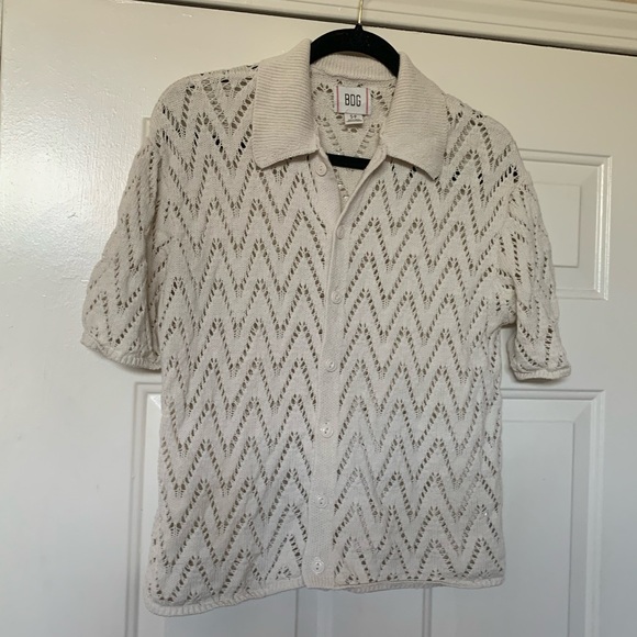 BDG Urban Outfitters Crochet Short Sleeve Button up Sweater 🌴 - Picture 1 of 8